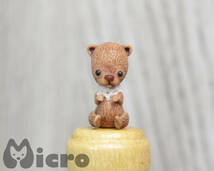 ★Micro★「Teddy Bear」高さ１.9ｃｍ・ハンドメイド・アンティーク風・テディベア・人形・ドールハウスなどに★_画像3