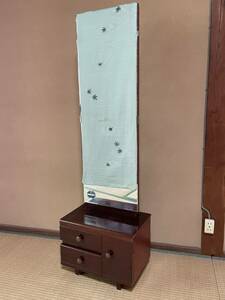  Japanese style mirror dresser . pavilion day text . Japan manner antique Showa Retro wooden dresser case 