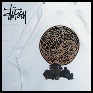 《STUSSY/ステューシー》陰陽　ロゴ　アート　Tシャツ　バックプリント　黒