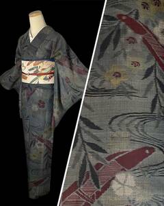 [.. лист магазин ] античный кимоно шелк .. лодка . вода . Taisho роман Showa современный Taisho ..