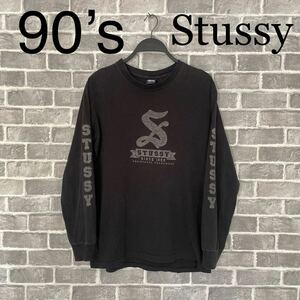  редкий 90's old Stussy Old Stussy S Logo long T cut and sewn темно-синий бирка USA производства 