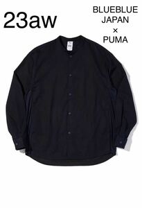 23aw BLUEBLUE JAPAN × PUMA ブルーブルージャパン プーマ サテン地 スタンドカラーシャツ L HRM 