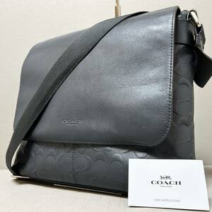 [ beautiful goods ]COACH Coach shoulder bag mesenja-F72220 Charles te Boss do signature leather men's business navy series 