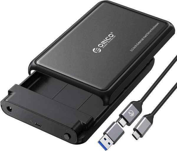 ORICO HDD/SSDケース DDL35C3 3.5/2.5インチ 最大20TB 電源アダプター付き SATA USB-C ABS+メタルシェル UASP対応 トリム対応