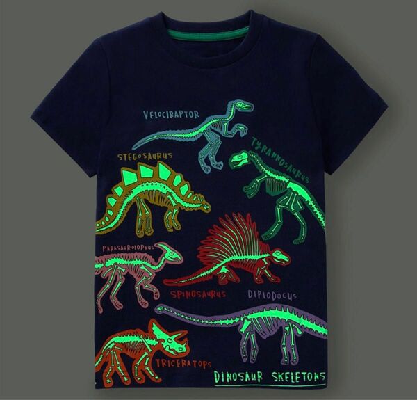 キッズ 恐竜Tシャツ 130 Tシャツ 光るTシャツ 男の子 半袖 夏 7T