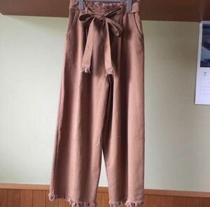 fringe wide pants camel