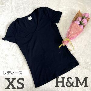 『H&M BASICS』　レディースXS シンプルTシャツ Vネック