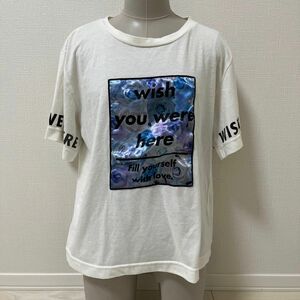 Lespoir Tシャツ　ロゴ入り 半袖Tシャツ ホワイト 白　花柄