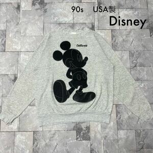 90s USA製 Disney ディズニー ミッキーマウス カリフォルニア sweat スウェット トレーナー ビッグプリントロゴ アメリカ製 50/50 玉FL3564