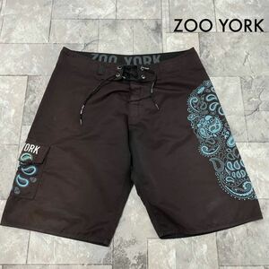 ZOO YORK ズーヨーク ショートパンツ 水着 海パン ハーフパンツ ペイズリー スカル サーフトランクス USA企画 ブラック サイズ40 玉SS1787