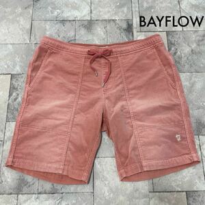 BAYFLOW ベイフロー ショートパンツ ショーツ ハーフパンツ 刺繍 コットンポリ ドローコード ピンク サイズ3(L相当) 玉SS1816
