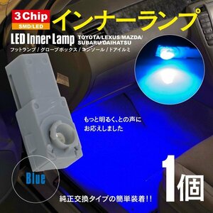 ネコポス限定送料無料★LED 3chip SMD インナーランプ ブルー 1個 フットランプ グローブボックス コンソール ドアイルミ