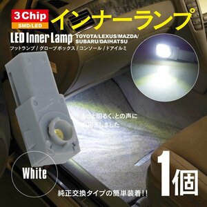 ネコポス限定送料無料★LED 3chip SMD インナーランプ ホワイト 1個 フットランプ グローブボックス コンソール ドアイルミ