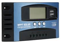 40A MPPT ソーラーコントローラー ソーラーパネル LCD充電電流ディスプレイ 12V/24V自動切換 デュアルUSB 充放電圧調整 バッテリー保護　7_画像3