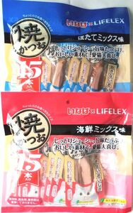 いなば LIFELEX 焼かつお 海鮮ミックス味15本入り×1袋 ほたてミックス味15本入り×1袋 セット 合計30本