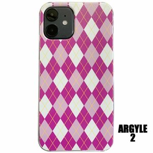 iPhone12mini アーガイル 紫色 スマホカバー ハードケース 携帯 iPhone ケース アイフォン ケータイ