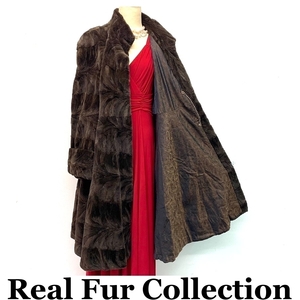 MINK 毛皮コート 染カラーミンク 本物毛皮 realfur リアルファー ロング丈 着丈104cm 裾周囲370cm club藤(N558)