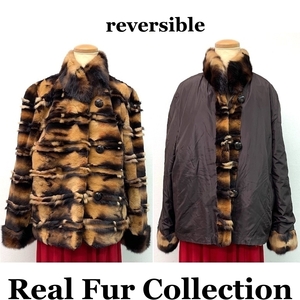 毛皮コート リバーシブル ロリス 本物毛皮 リアルファー realfur ミディアム丈 着丈60cm 裾周囲119cm club藤(N661)