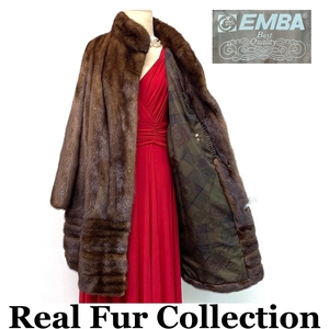 毛皮コート デミバフミンク EMBA MINK エンバ リアルファー realfur 本物毛皮 ミディアム丈 着丈84cm 裾周囲148cm club藤(N667)