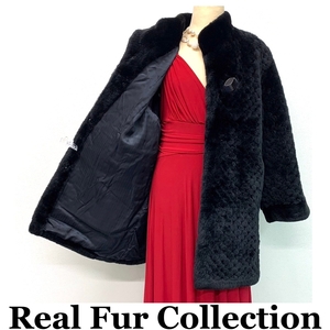 毛皮コート ヌートリア リアルファー realfur 本物毛皮 ミディアム丈 着丈80cm 裾周囲123cm club藤(N737)