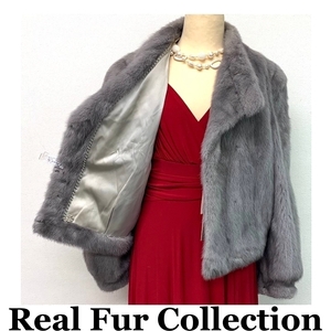 MINK 毛皮コート 染カラーミンク 本物毛皮 realfur リアルファー ショート丈 着丈53cm 裾周囲113cm club藤(N567)