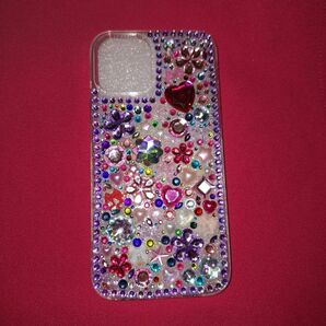 iPhone12/12pro ソフトケース デコ電 パープル ピンク 紫