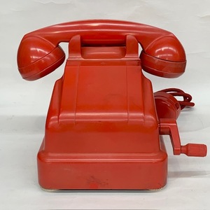 #Made in JAPAN# retro telephone machine # hand turning type 34 number magnet type simple public telephone # Japan communication industry ( stock )# display # red #