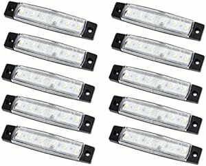 12V車用 白色 LED サイドマーカー ランプ 6連 汎用 10個セット トレーラー 軽トラ イルミネーション デイライト カス