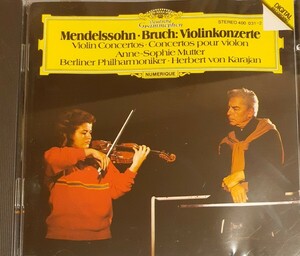 独初期盤CD:ムター&カラヤン/メンデルスゾーンVn協奏曲&ブルッフVn協奏曲第4番(輸入盤、中古品、帯なし)