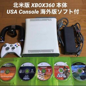 北米版 XBOX360 本体 & 海外版 ソフト 7本 & レーシングホイール & ワイヤレスコントローラー 2個 セット