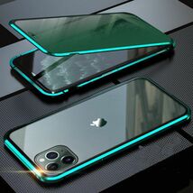 iPhone 11 ブルー 覗き見防止 両面強化ガラス 全面保護 アルミ合金 磁気吸着 耐衝撃 iPhone X S 11 12 13 14 15 Pro max mini Plus ケース_画像7