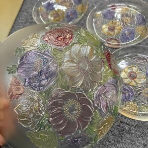 05119 未使用 東洋ガラス鉢と小皿セット ガラスの食器 未使用品の画像4
