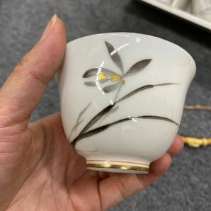 05127 未使用 香蘭社 茶器セット 急須 湯呑み5客セット 陶器 保管品 金彩 の画像8