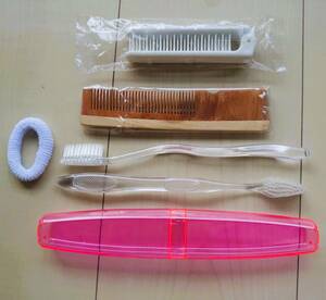  новый товар * складной волосы щетка + волосы расческа + зубная щетка x2+ зуб футляр для кисточки + резинка для волос!. покупатель для / путешествие / повседневный .