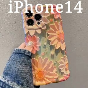 変形フレーム ブルーレイ 花柄 フラワー iPhone14 ケース