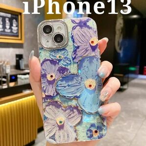 花柄 ブルーレイ iPhone13 ケース カメラレンズ保護 レディース 韓国 可愛い かわいい おしゃれ 耐衝撃 綺麗