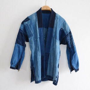 襤褸野良着藍染刺し子つぎはぎジャパンヴィンテージ古着鉄砲袖こはぜクレイジーパターン boro noragi jacket sashiko indigo kimono cotton