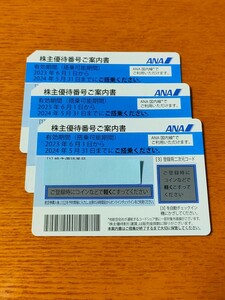 全日空 ANA 株主優待券3枚組（2024年5月31日搭乗分まで） 