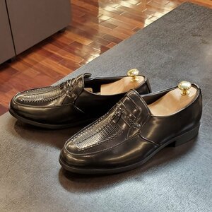  новый товар есть перевод 25.5cm мужской туфли без застежки кисточка Loafer gya The -U мокка .. трудно широкий 4E. высота bijikaji формальный чёрный ZM1321