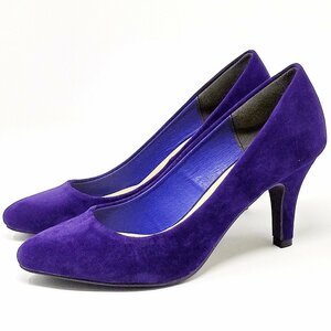  new goods with translation 23.0-23.5cm runs 8cm heel pumps high heel legs length beautiful legs suede navy lady's plain pain . not po Inte do