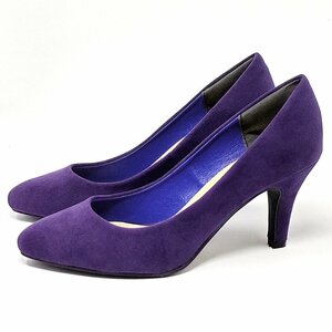  new goods with translation 22.5-23.0cm runs 8cm heel pumps high heel legs length beautiful legs suede navy lady's plain synthetic leather po Inte do