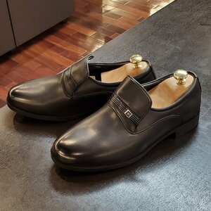  новый товар есть перевод 25.5cm мужской туфли без застежки Loafer .. трудно широкий 4E. высота . скользить скольжение трудно bijikaji формальный чёрный черный ZM1323