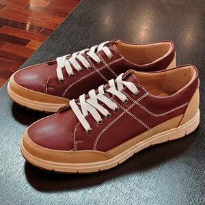  new goods with translation 24.5cm sneakers men's low cut casual comfort shoes wide width 3E put on footwear ... wine red stylish ZM1437