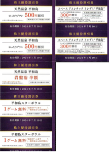 ■平和島スターボウル・天然温泉 平和島　施設優待券　7枚set　2024年7月10日迄有効　京浜急行（京急）株主優待券