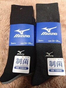 ③MIZUNO　メンズソックス　サイズ２６〜２８cm　６足　制菌　抗菌防臭