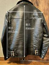 【日本製・茶芯】サイズ40(L〜XL程度)666 LEATHER WEARレザージャケット ダブルライダース ホースハイド 馬革 ブラック ※一部難あり_画像2