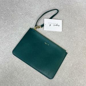  tag attaching unused Agnes B multi pouch cow leather leather green 