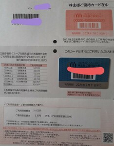 三越伊勢丹株主優待カード　利用限度30万円　　2024年7月31日まで