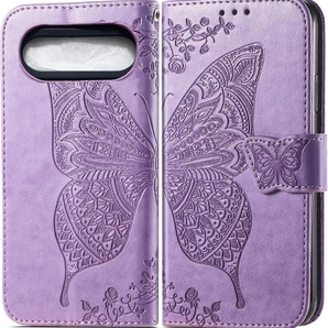 Google Pixel 8 8A 撥水加工 手帳型ケース 蝶々 画面保護 パープル