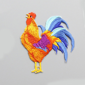 アイロンワッペン　刺　ニワトリ　　雄鶏　最高の発色　衣類DIY